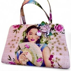 Vintage Beverly Feldman Illustrated Floral Statement Handbag Art Bag